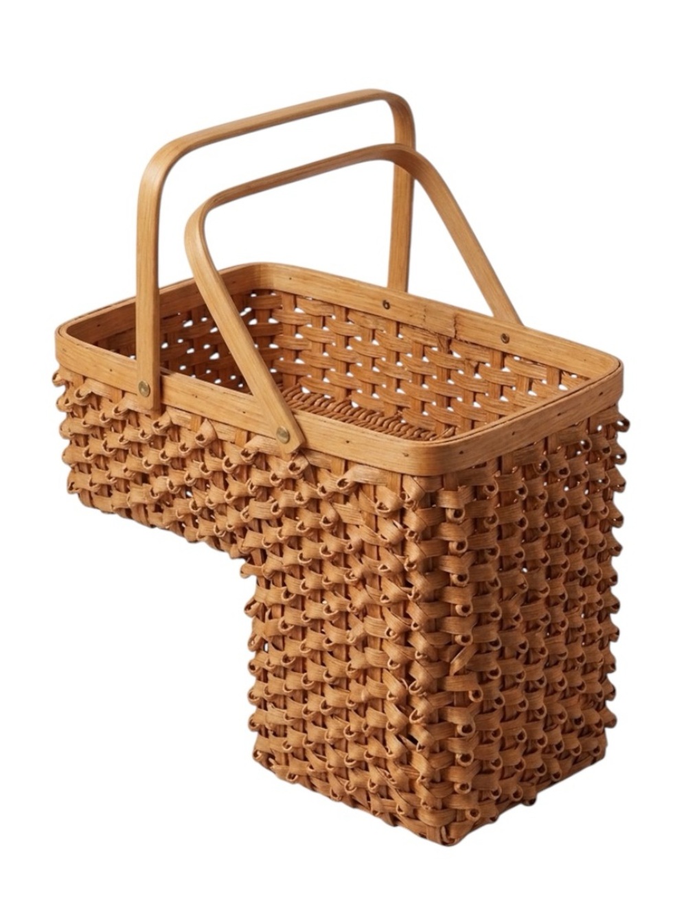 Woven Two-Handle Stair (Step) Basket in Natural Brown